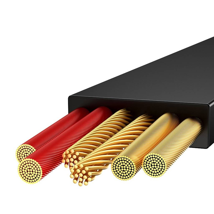 Baseus Bright Mirror 2 zwijany kabel przewód 3w1 USB Typ A - micro USB + Lightning + USB Typ C 66W 1.1m czarny (CAMJ010101)