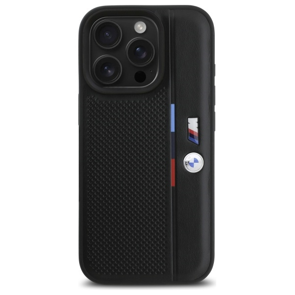 ETUI BMW iPhone 16 Pro 6.3" czarny/black hardcase M Perforated Tricolor Detail Line