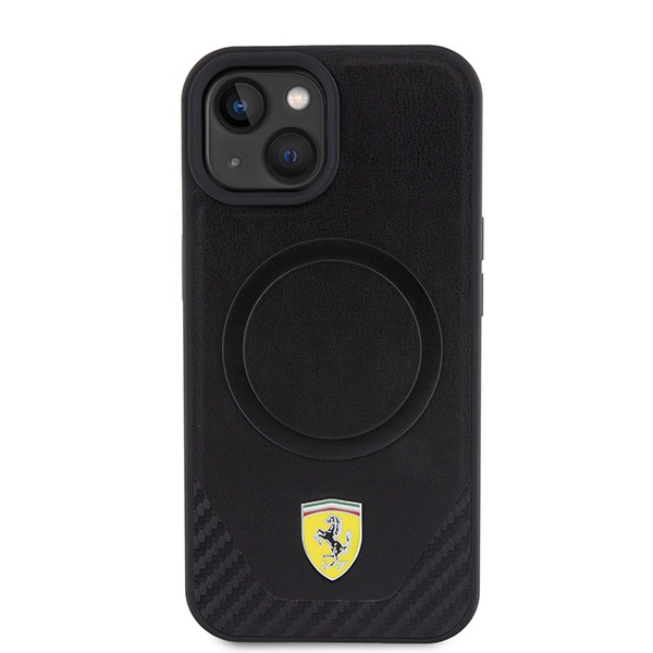 Etui Ferrari FEHMP15SPTEK iPhone 15 6.1" czarny/black hardcase Carbon Metal Logo MagSafe Case