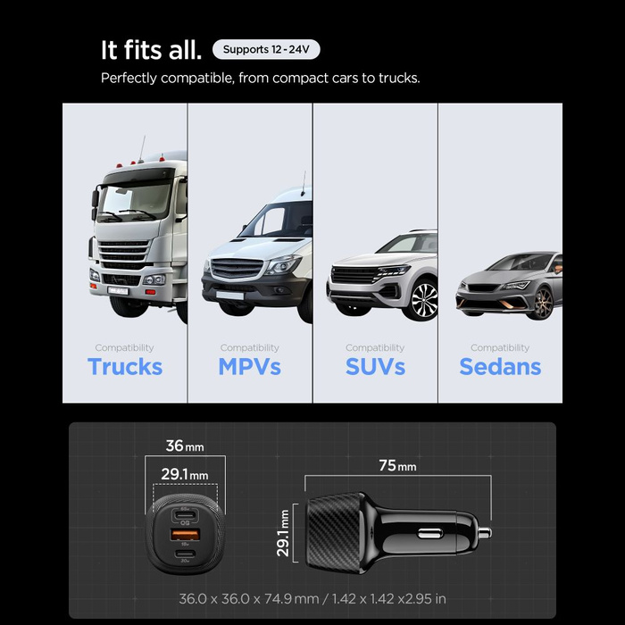 ŁADOWARKA SAMOCHODOWA SPIGEN ESSENTIAL EV1133 3-PORTOWA 113W CZARNA
