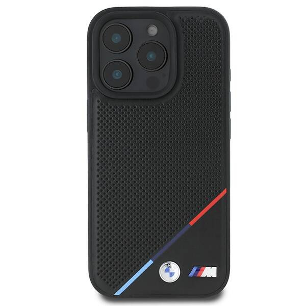 Etui BMW iPhone 16 Pro 6.3" czarny/black hardcase M Perforated Tricolor Line MagSafe