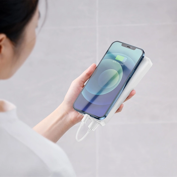 Baseus Bipow powerbank z szybkim ładowaniem 20000mAh 15W biały (Overseas Edition) + kabel USB-A - Micro USB 0.25m biały (PPBD050102)