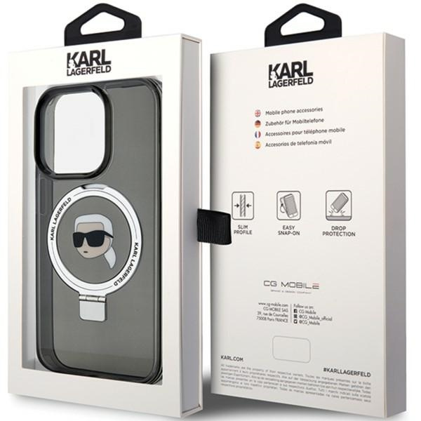 Etui Karl Lagerfeld KLHMP15XHMRSKHK iPhone 15 Pro Max 6.7" czarny/black hardcase Ring Stand Karl Head MagSafe Case