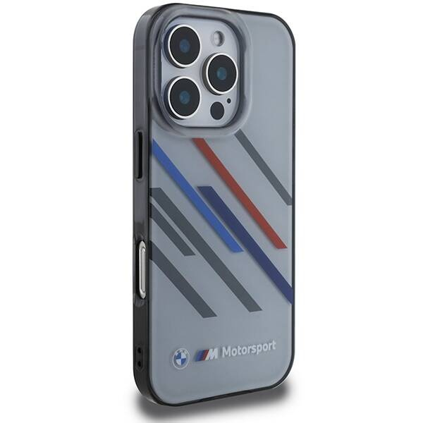 ETUI BMW iPhone 16 Pro 6.3" szary/grey hardcase Motosport IML Random Stripes