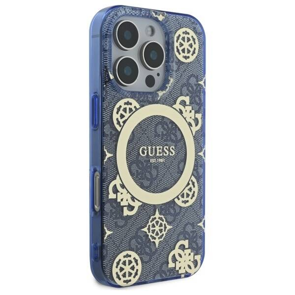 Etui Guess iPhone 16 Pro Max niebieski/blue hardcase IML Peony On 4G Background MagSafe