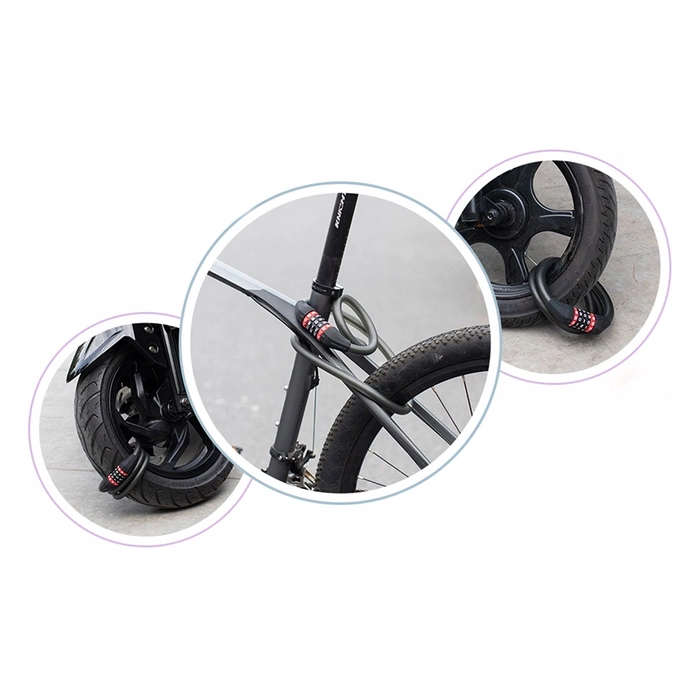 Zapięcie rowerowe Rockbros RKS507-1BK na szyfr 1,8m - czarne