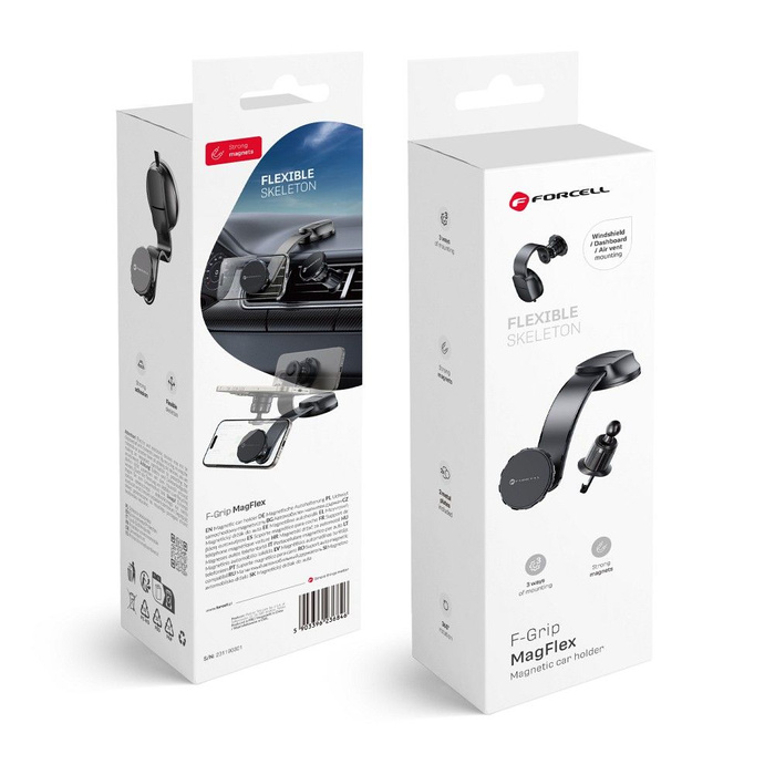 Uchwyt na telefon do samochodu magnetyczny Forcell F-Grip MagFlex do szyby / deski / kratki czarny