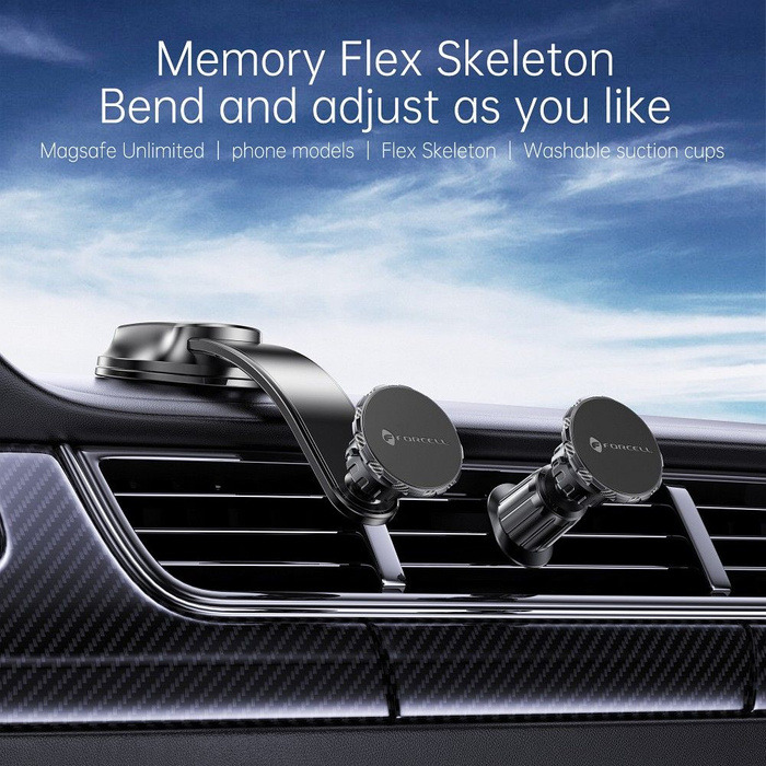 Uchwyt na telefon do samochodu magnetyczny Forcell F-Grip MagFlex do szyby / deski / kratki czarny