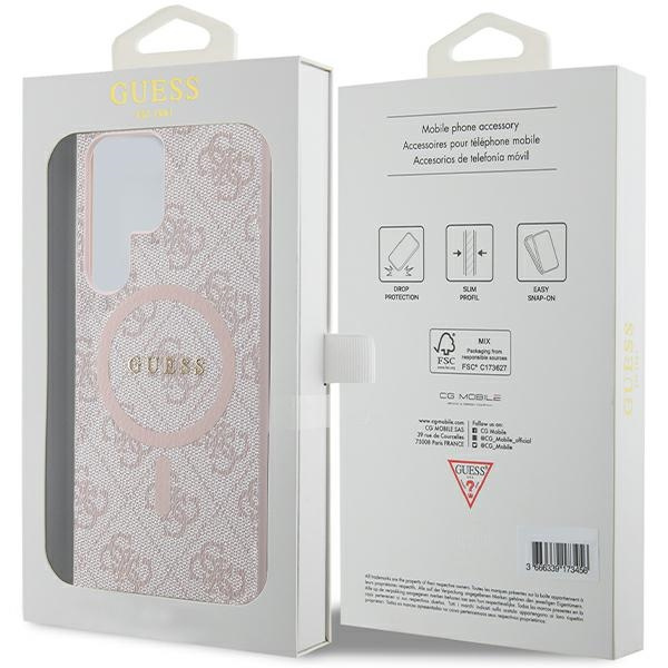 Etui Guess GUHMS24LG4GFRP S24 Ultra S928 różowy/pink hardcase 4G Collection Leather Metal Logo MagSafe Case