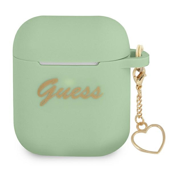 Etui GUESS Apple AirPods Cover Silicone Charm Heart Collection Zielony Case