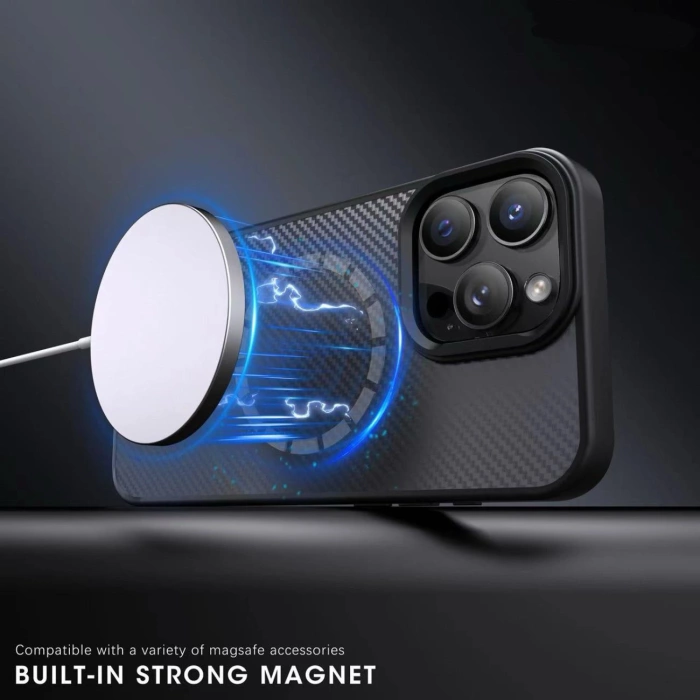 Etui Wozinsky Carbon Fibre Case z MagSafe na Samsung Galaxy S25 Ultra - szare