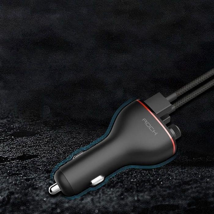 ŁADOWARKA ROCK B300 2-PORT USB CAR CHARGER + TRANSMITER FM BLACK CZARNA