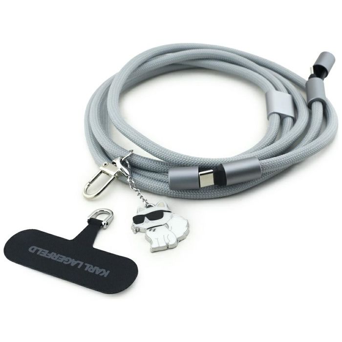 Uniwersalna smycz kabel Karl Lagerfeld   CBDY Choupette Charm USB-C/USB-C czarny