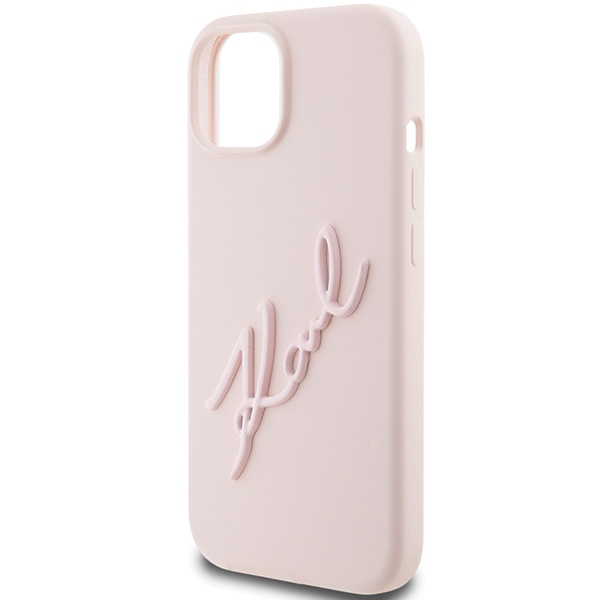 Etui Karl Lagerfeld KLHCP15SSKSBMCP iPhone 15 6.1" różowy/pink hardcase Silicone Karl Script Case