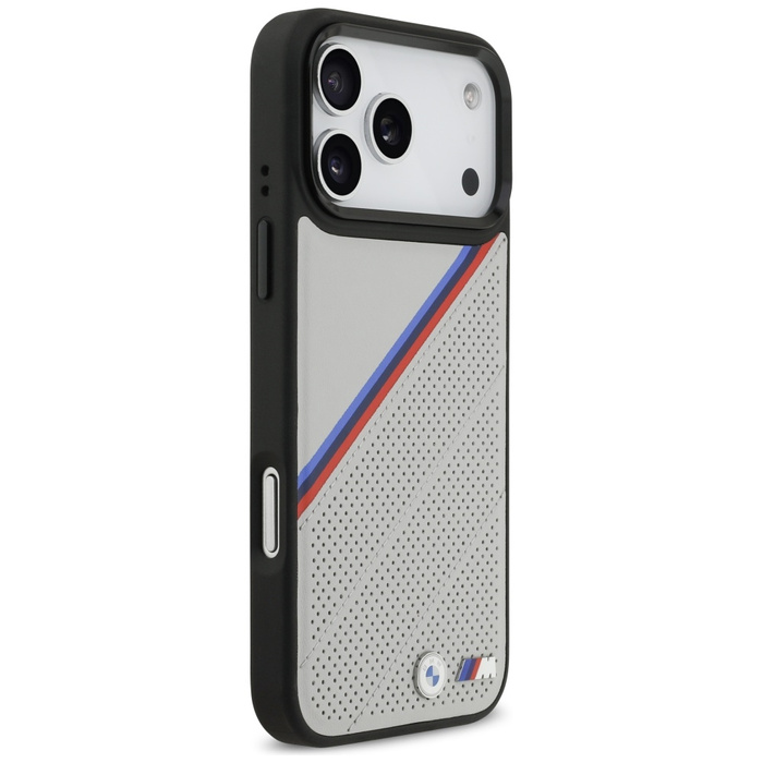 Etui BMW M Tricolor Metal Logo MagSafe   do iPhone 17 Pro Max szary