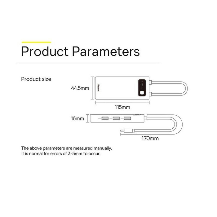 Stacja dokująca HUB Baseus Metal Gleam Series 4 w 1 USB Typ C - 4 x USB 3.2 Gen. 1 (WKWG070013)