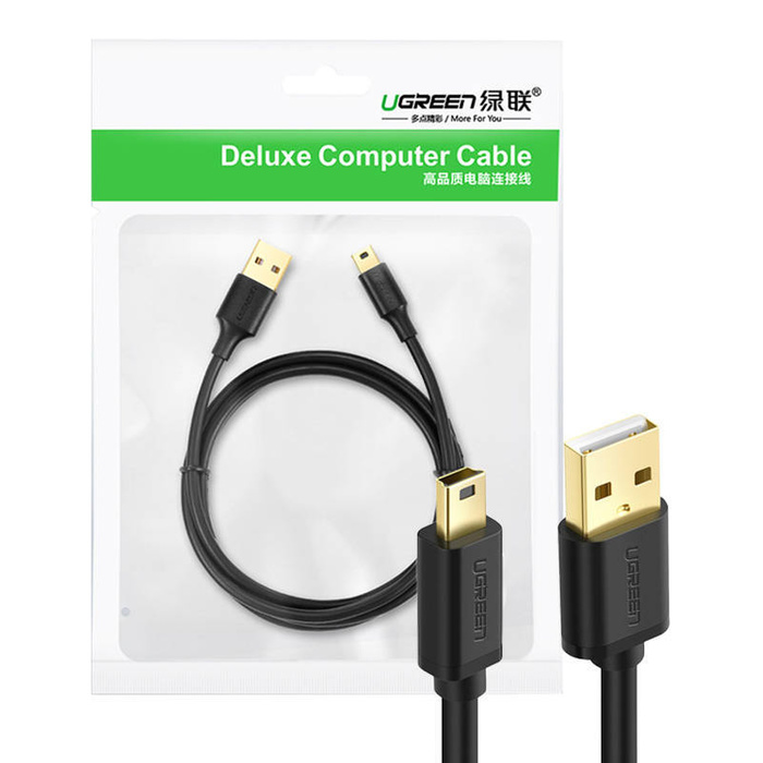 Kabel USB 2.0 UGREEN 10355B mini USB 1m 480 Mbps czarny (US132 10355)