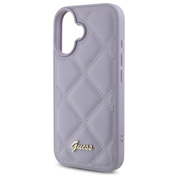 Etui Guess iPhone 16 6.1" jasnofioletowy/light purple hardcase Quiled Metal Logo