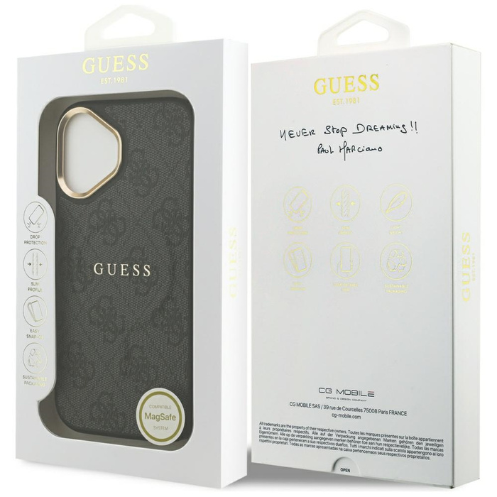 Etui Guess 4G PU Classic Logo MagSafe do iPhone 17 czarny