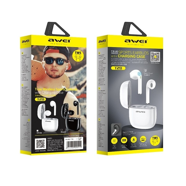 Słuchawki AWEI Bluetooth 5.0 T28 TWS Stacja Dokująca Biały