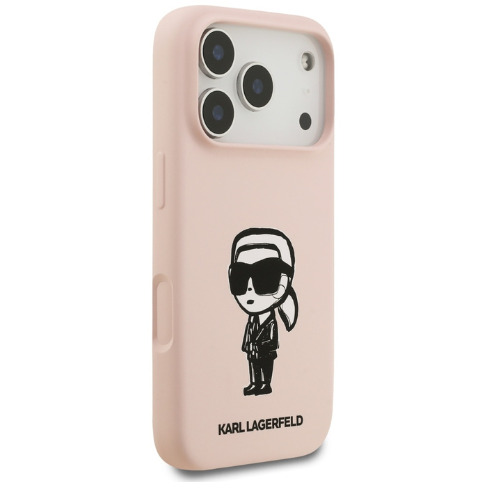 Etui Karl Lagerfeld Silicone Karl Sketch & Logo MagSafe do iPhone 17 Pro różowy