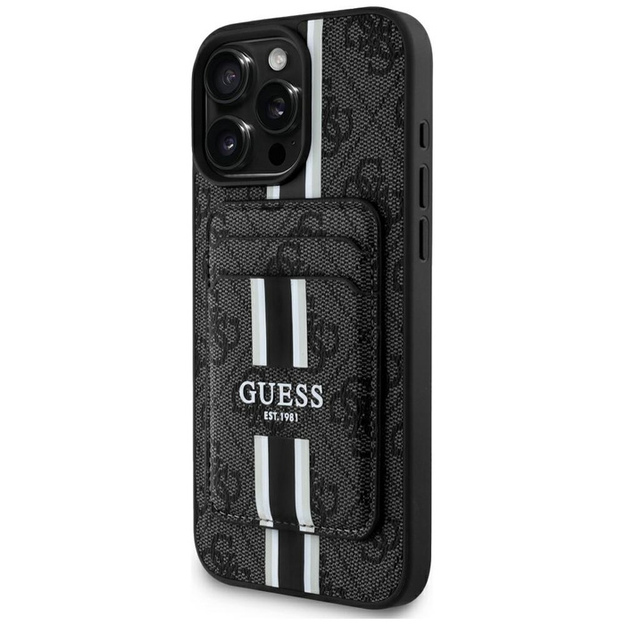 Etui Guess 4G Stripes z portfelem         Magsafe do iPhone 16 Pro Max czarny