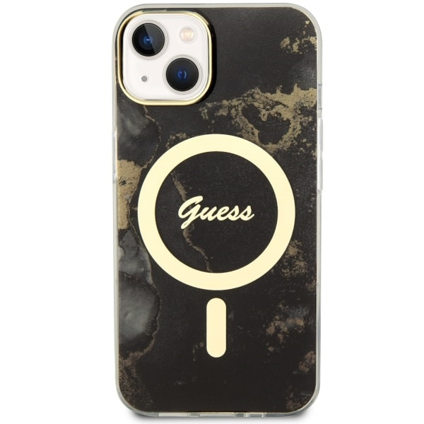 Etui Guess GUHMP14SHTMRSK iPhone 14 6.1" czarny/black hardcase Golden Marble MagSafe Case