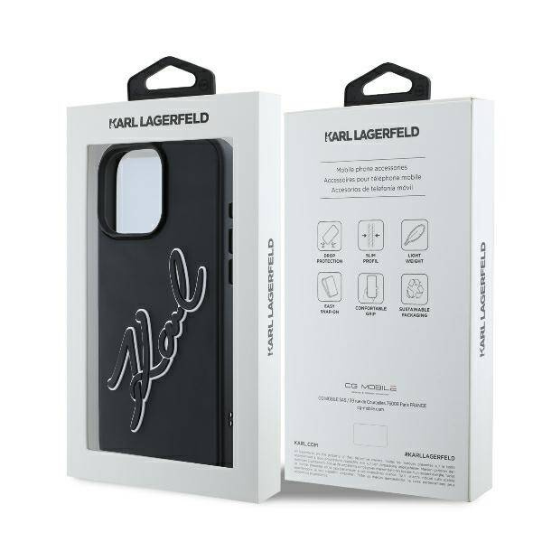 Etui Karl Lagerfeld iPhone 16 Pro 6.3" czarny/black hardcase 3D Rubber Bicolor Signature