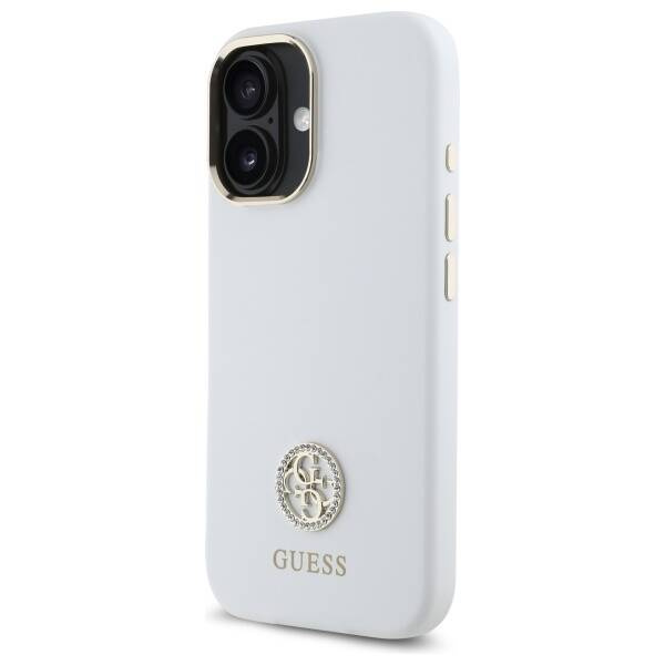 Etui Guess iPhone 16 6.1" biały/white hardcase Silicone Logo Strass 4G