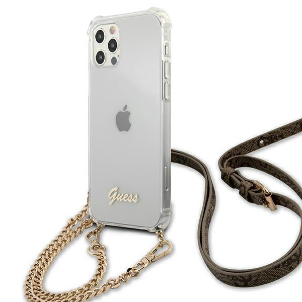 Etui GUESS Apple iPhone 12 12 Pro 4G Gold Chain Bezbarwny Hardcase