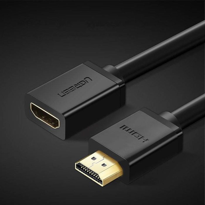 Ugreen kabel przewód adapter przejściówka przedłużacz HDMI (żeński) - HDMI (męski) 4K 10,2 Gbps 340 Mhz audio ethernet 0,5 m czarny (HD107 10140)