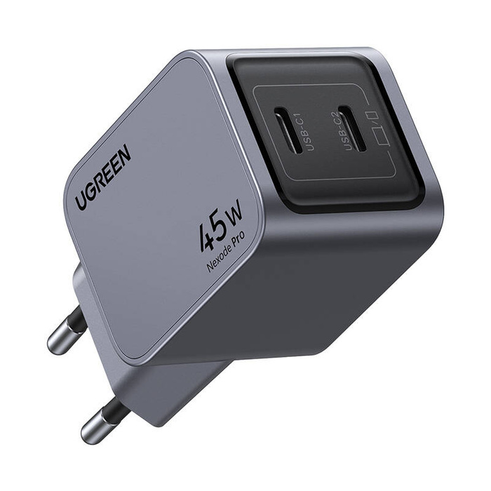 Ładowarka sieciowa US316 Ugreen Nexode Pro 45W, 2x USB-C (szara) + Kabel USB-C do USB-C UGREEN US316, 100W, 1m