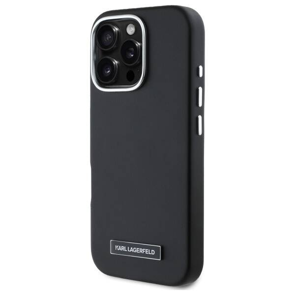 Etui Karl Lagerfeld iPhone 16 Pro 6.3" czarny/black hardcase FW Metal Plate MagSafe