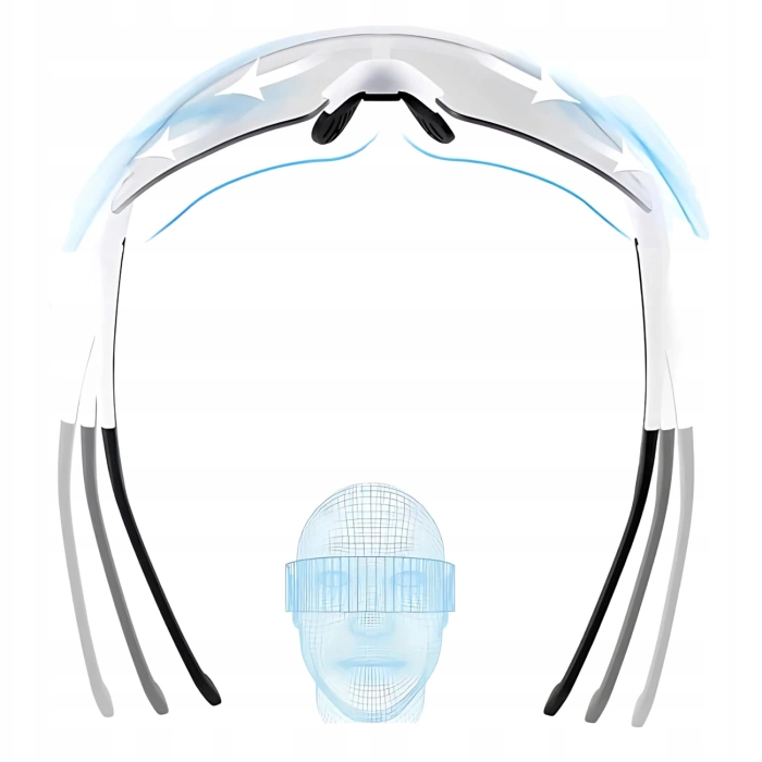 Okulary rowerowe Rockbros fotochromowe z ochroną UV i wkładką korekcyjną  - białe