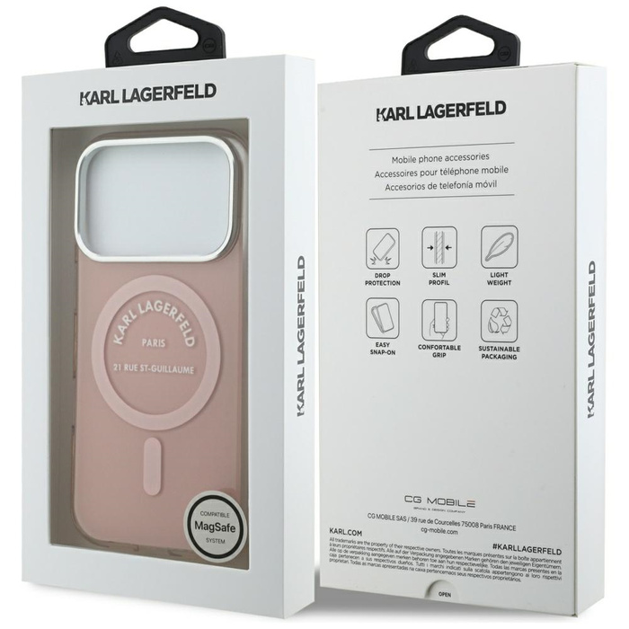 Etui Karl Lagerfeld IML Karl RSG Logo    MagSafe do iPhone 17 Pro różowy