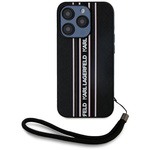 Etui Karl Lagerfeld Saffiano Athleisure  Stripes Cord do iPhone 15 Pro czarno-różowy