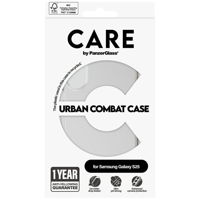 Etui CARE by PanzerGlass Flagship Urban   Combat do Samsung Galaxy S25 przezroczysty
