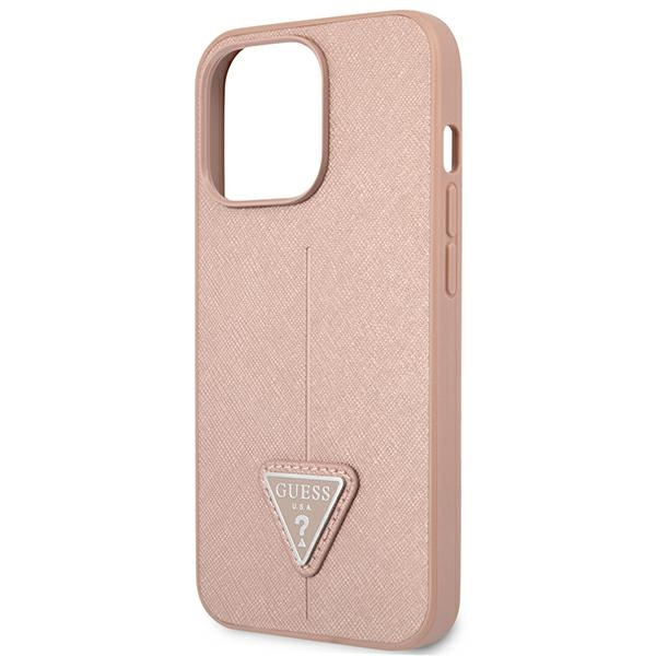 Etui GUESS Apple iPhone 14 Pro Saffiano Triangle Logo Różowy Hardcase