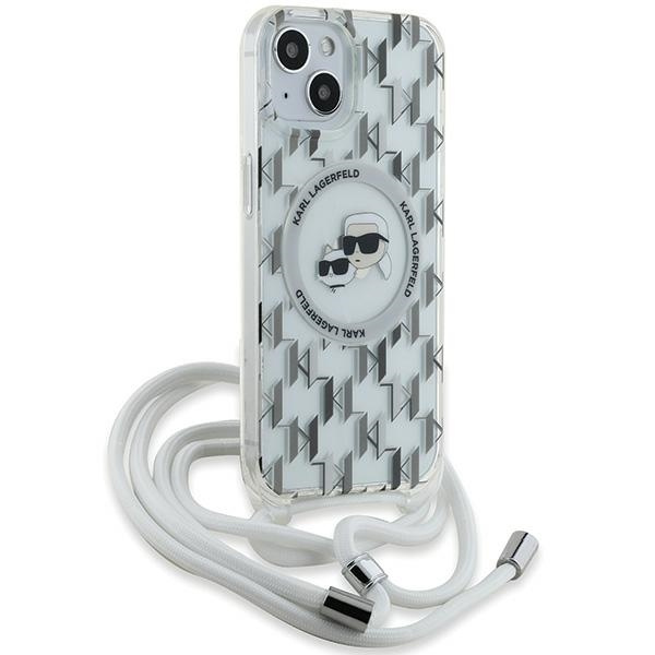 Etui Karl Lagerfeld KLHMP15SHCKCKLCT iPhone 15 / 14 / 13 6.1" transparent hardcase IML Crossbody Monogram Karl & Choupette Head MagSafe