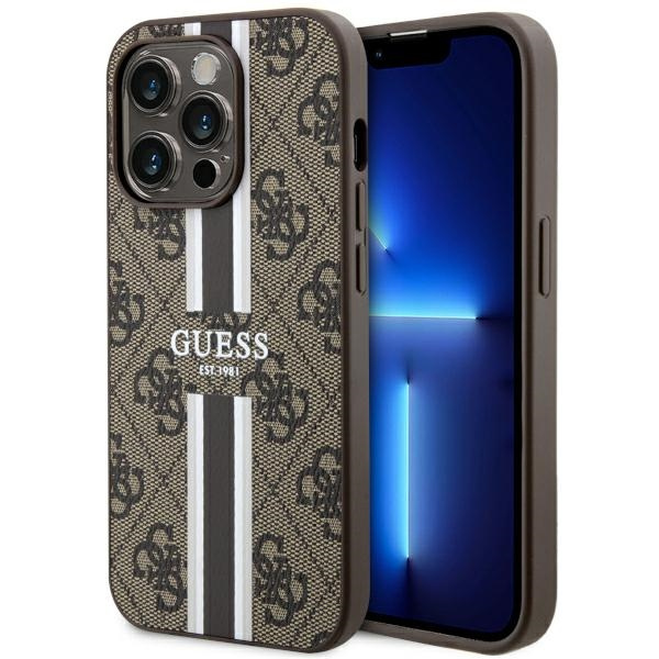 Etui Guess GUHMP14LP4RPSW iPhone 14 Pro 6.1" brązowy/brown hardcase 4G Printed Stripes MagSafe Case