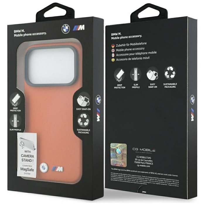 Etui BMW M Metal Logo MagSafe do iPhone  17 Pro pomarańczowy