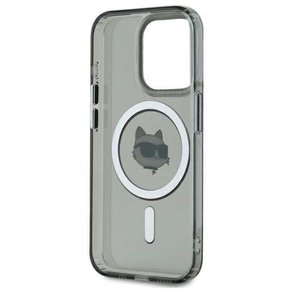 Karl Lagerfeld KLHMP15LHLSCHK iPhone 15   Pro 6.1" czarny/black hardcase IML Metal Choupette Head MagSafe