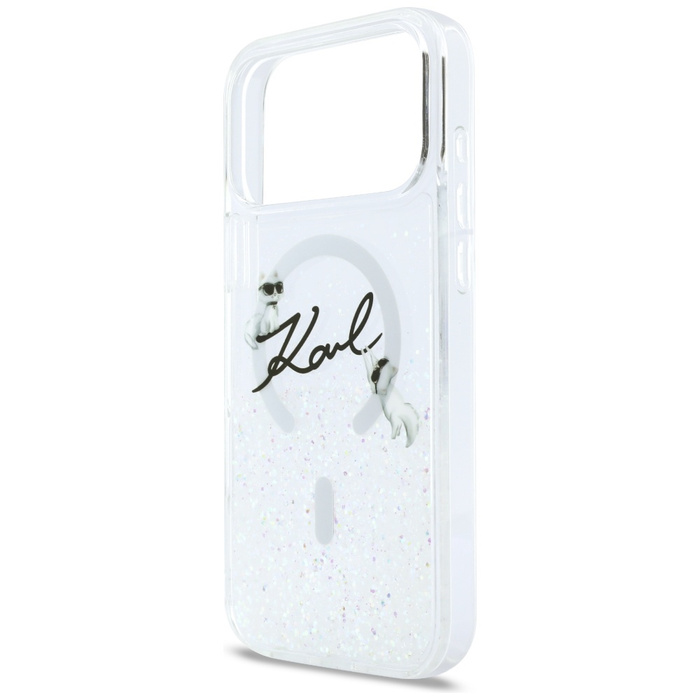 Etui Karl Lagerfeld Liquid Glitter Karl  Script Logo MagSafe do iPhone 17 Pro Max przezroczysty