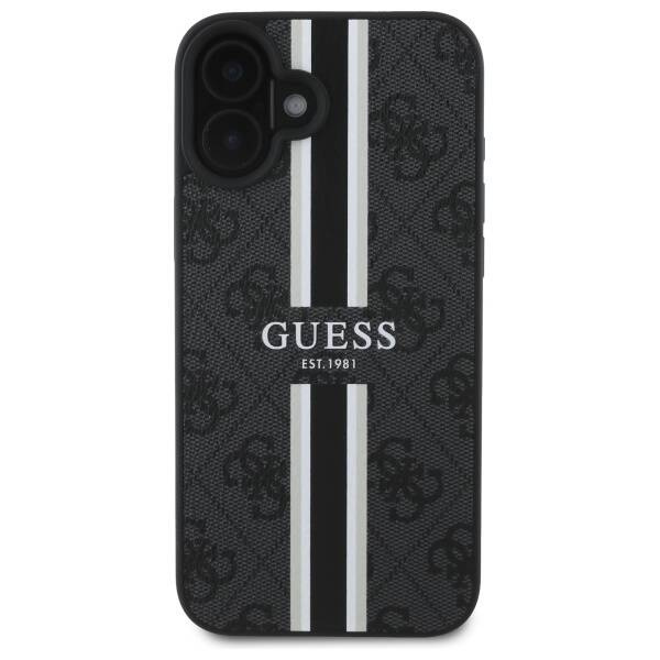 Etui Guess iPhone 16 6.1" czarny/black hardcase 4G Printed Stripes MagSafe