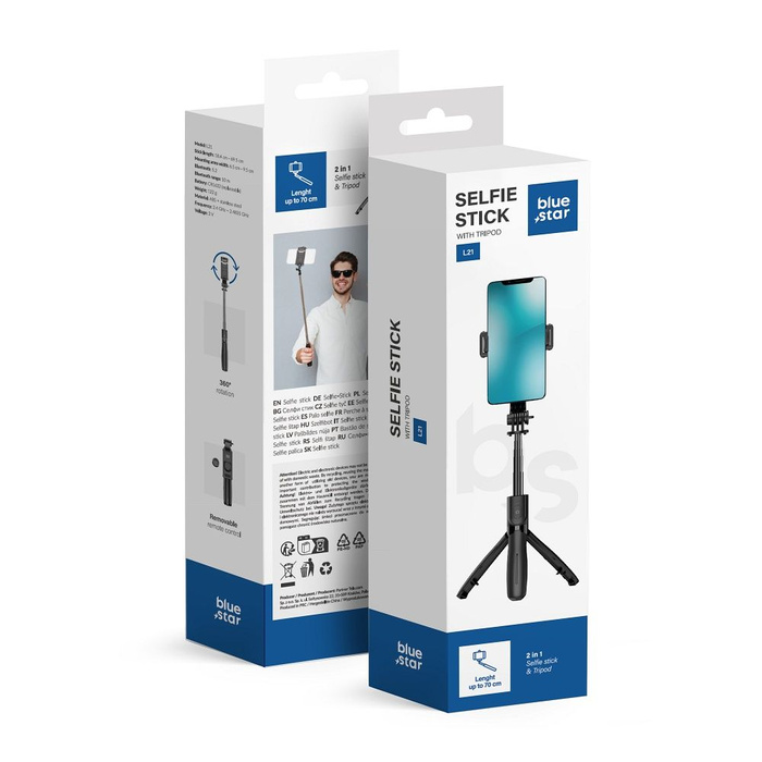 Selfie stick Blue Star L21 tripod z pilotem bezprzewodowym czarny