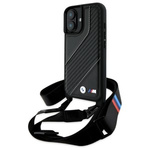 Etui BMW iPhone 16 Plus czarny/black hardcase M Edition Carbon Stripe & Strap
