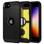 Etui Spigen iPhone Se 2022 2020 Tough Armor Etui Black Czarne Case + Szkło Spigen Glas.tr Slim