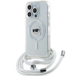 Etui Karl Lagerfeld KLHMP15LHCKHNT iPhone 15 Pro 6.1" hardcase transparent Crossbody IML Karl Head Magsafe