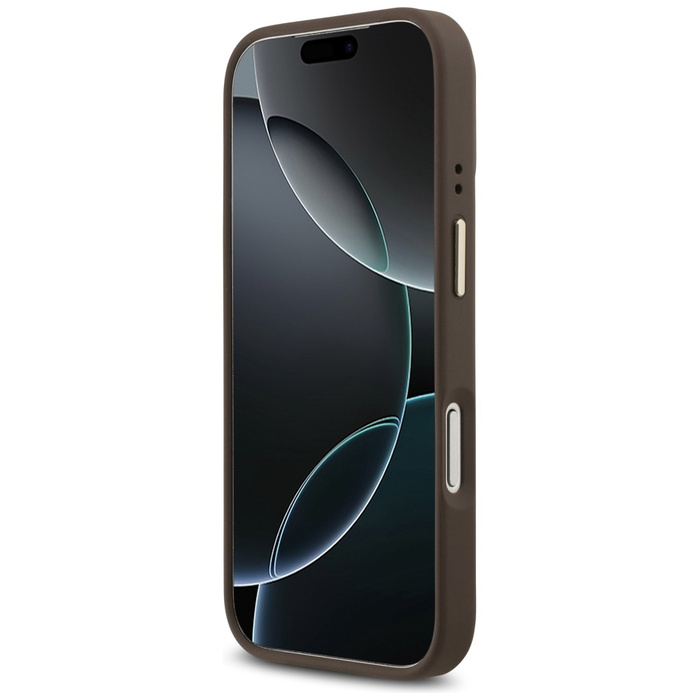 Etui Guess Grained Strass Logo MagSafe   do iPhone 17 Pro brązowy