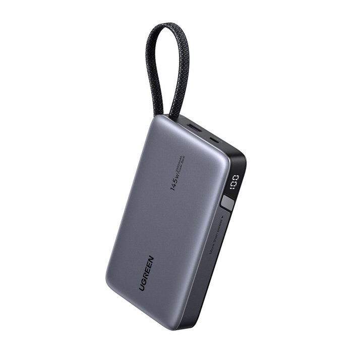 Powerbank 20000mAh Ugreen PB551, 145W, USB + USB-C, wbudowany kabel (szary)